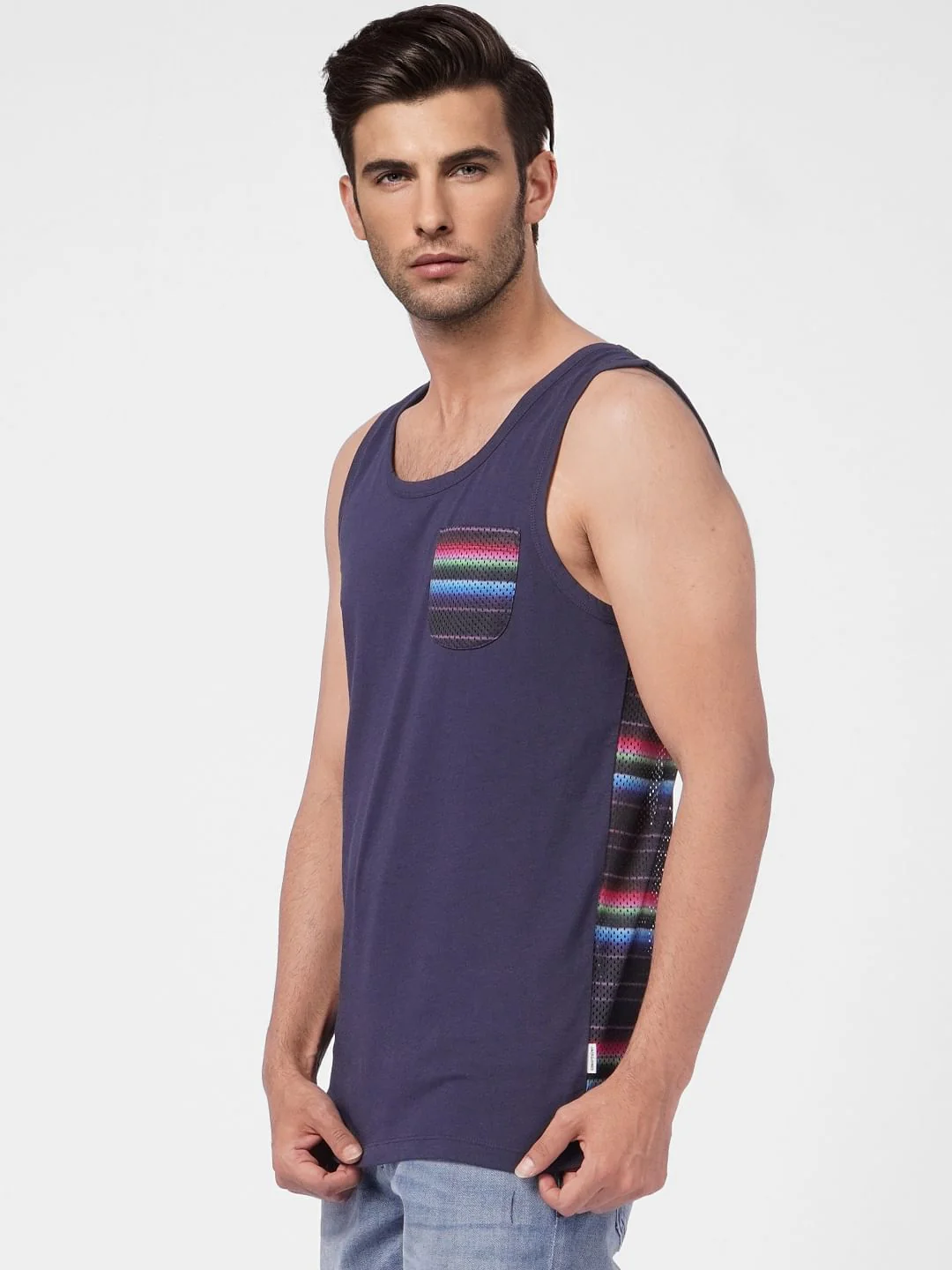 Blue Graphic Print Crew Neck T-shirt - Image 3