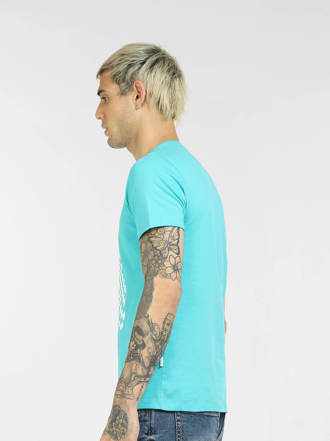 Blue Graphic Print Crew Neck T-shirt - Image 3