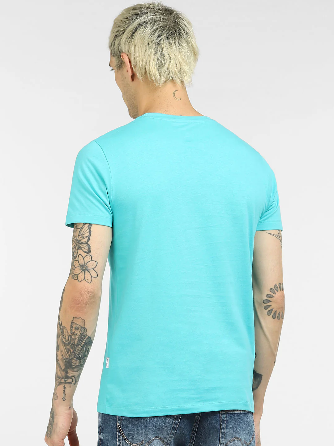 Blue Graphic Print Crew Neck T-shirt - Image 4