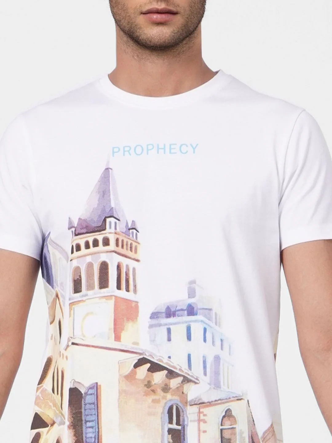 White Graphic Print Crew Neck T-shirt - Image 5