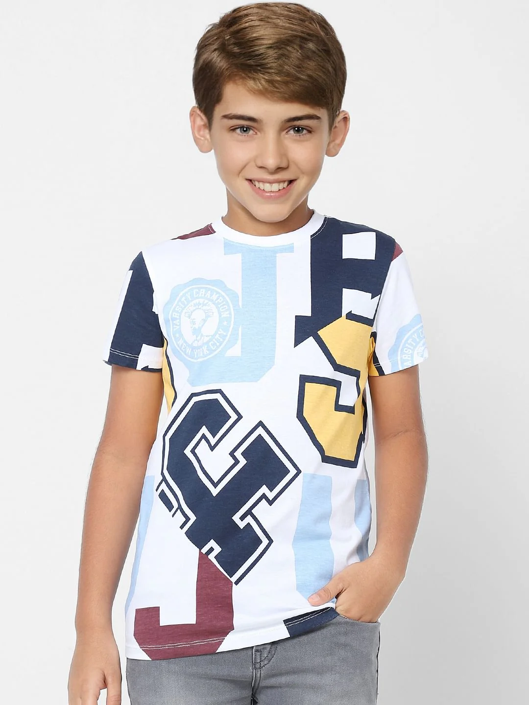 Boys White Typographic Print T-shirt - Image 2