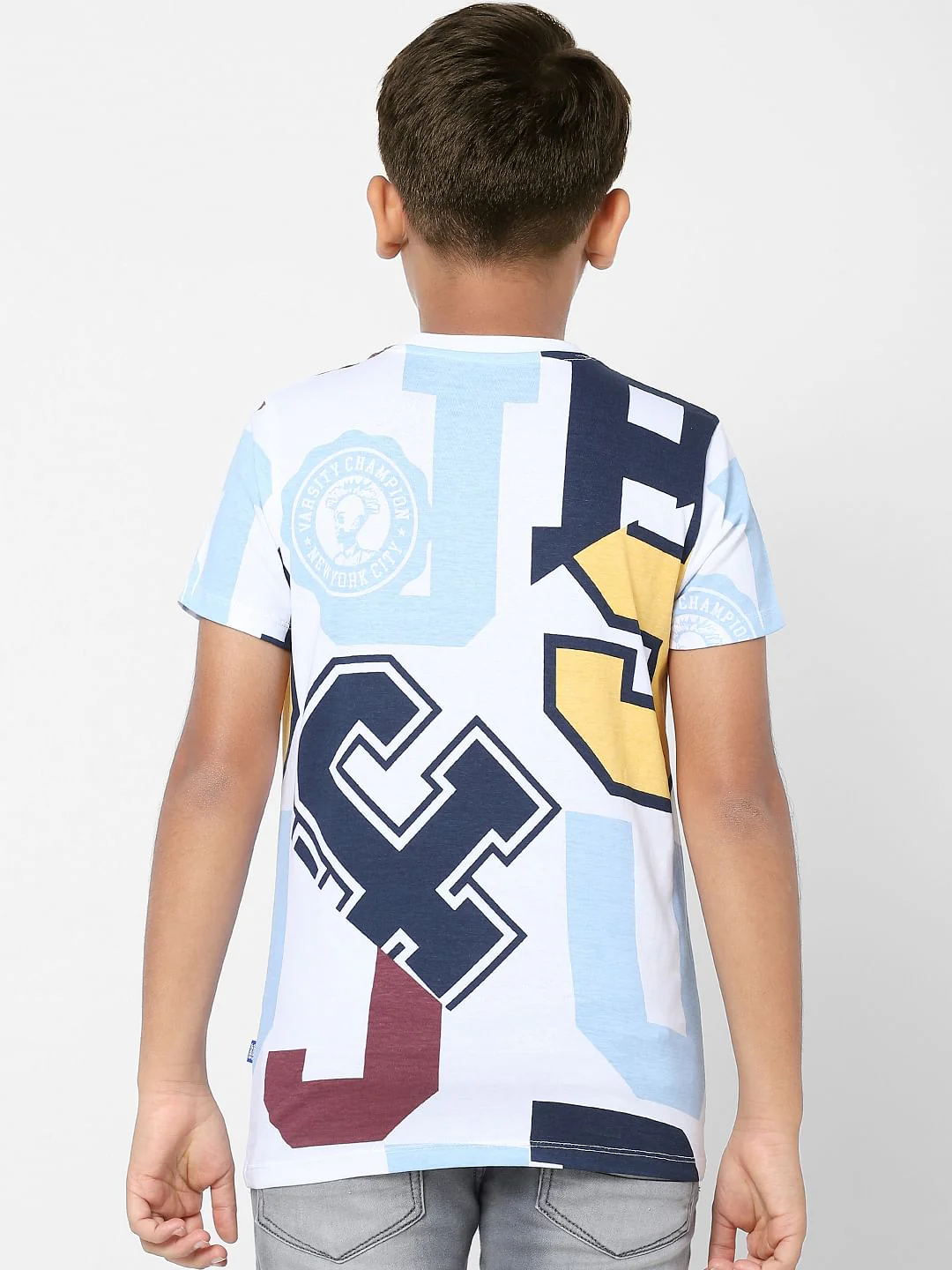 Boys White Typographic Print T-shirt - Image 4