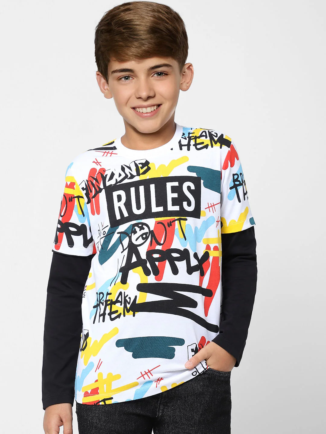 Boys White Typographic Print T-shirt - Image 2