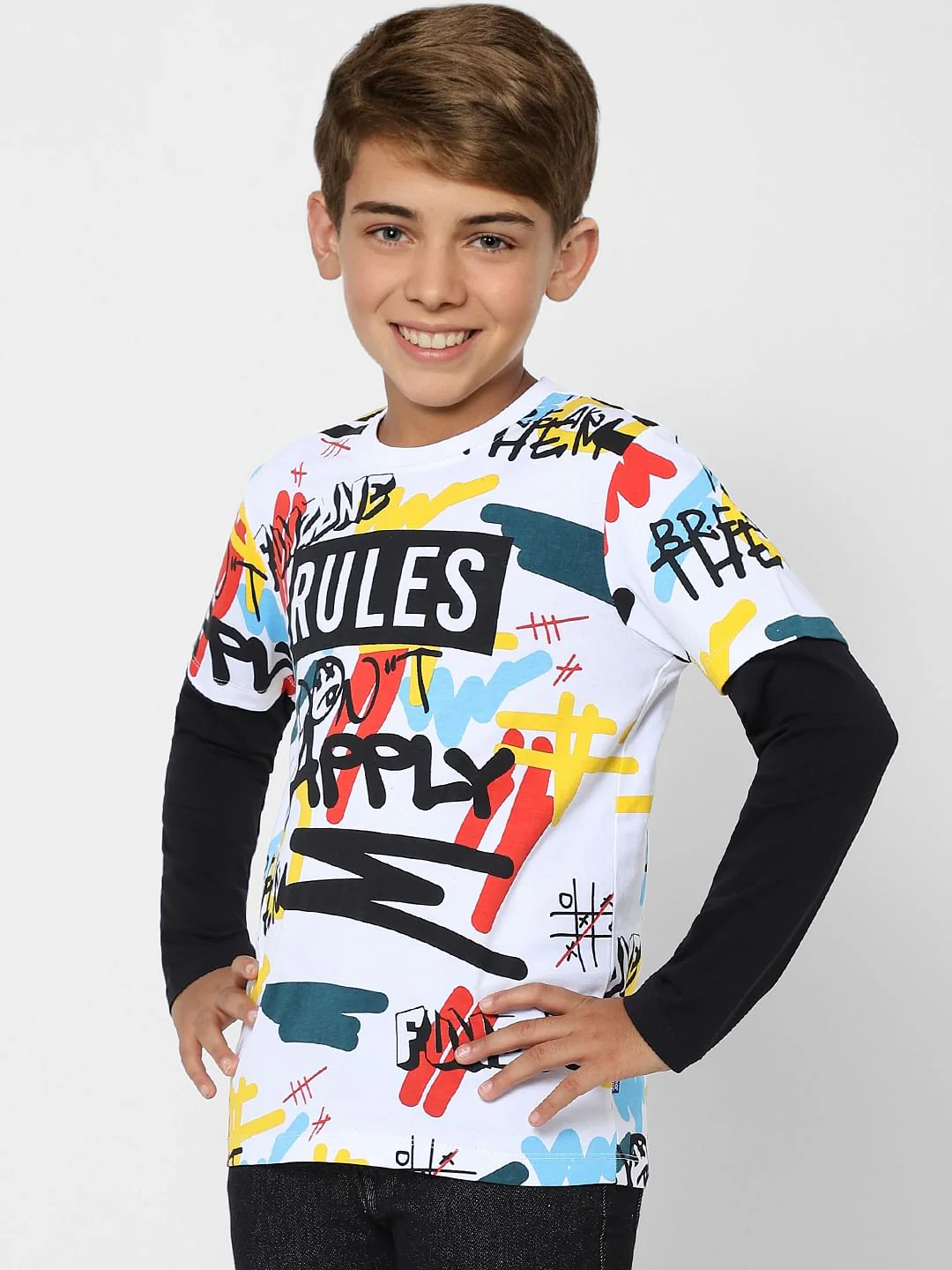 Boys White Typographic Print T-shirt - Image 3