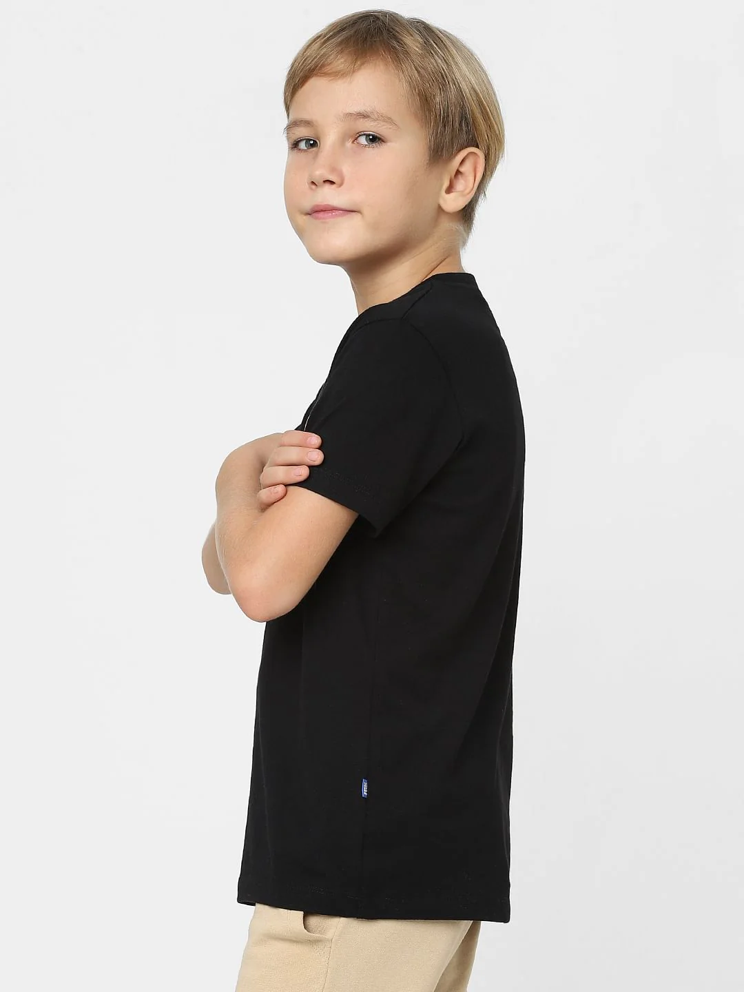 Boys Black Logo Print Crew Neck T-shirt - Image 3