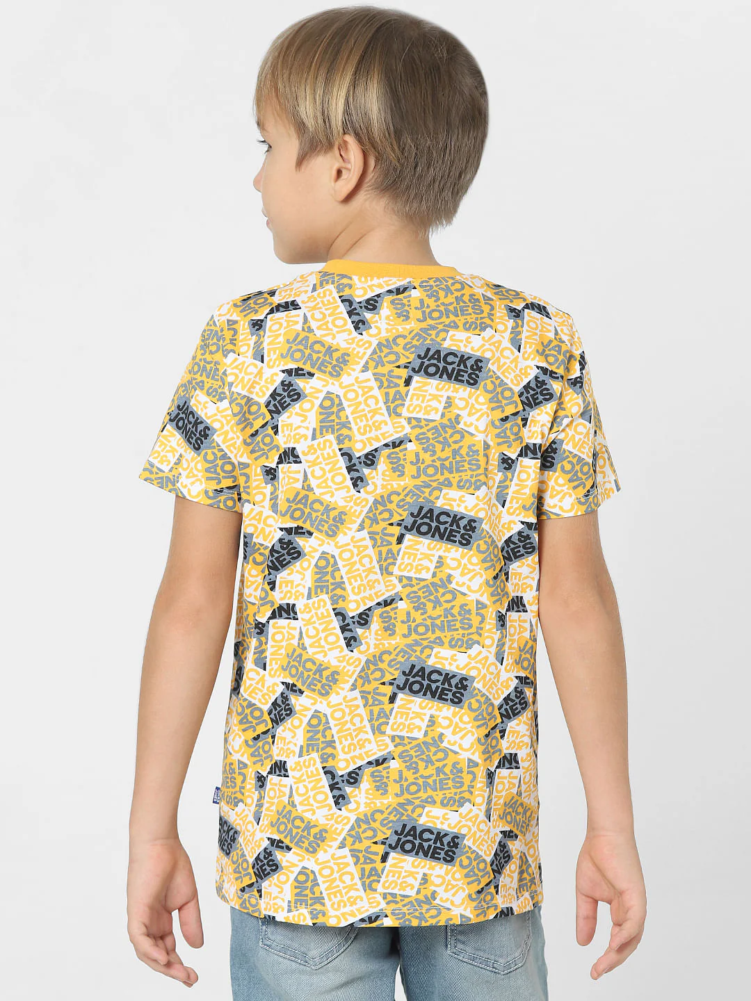 Boys Yellow Logo Print Crew Neck T-shirt - Image 4