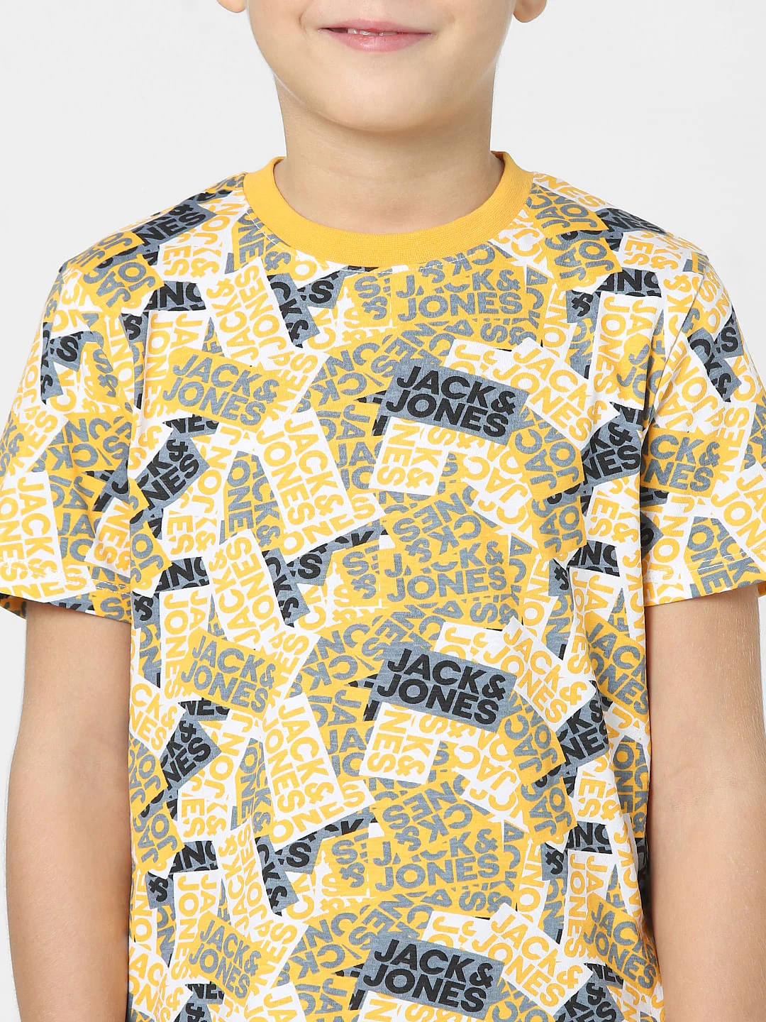 Boys Yellow Logo Print Crew Neck T-shirt - Image 5