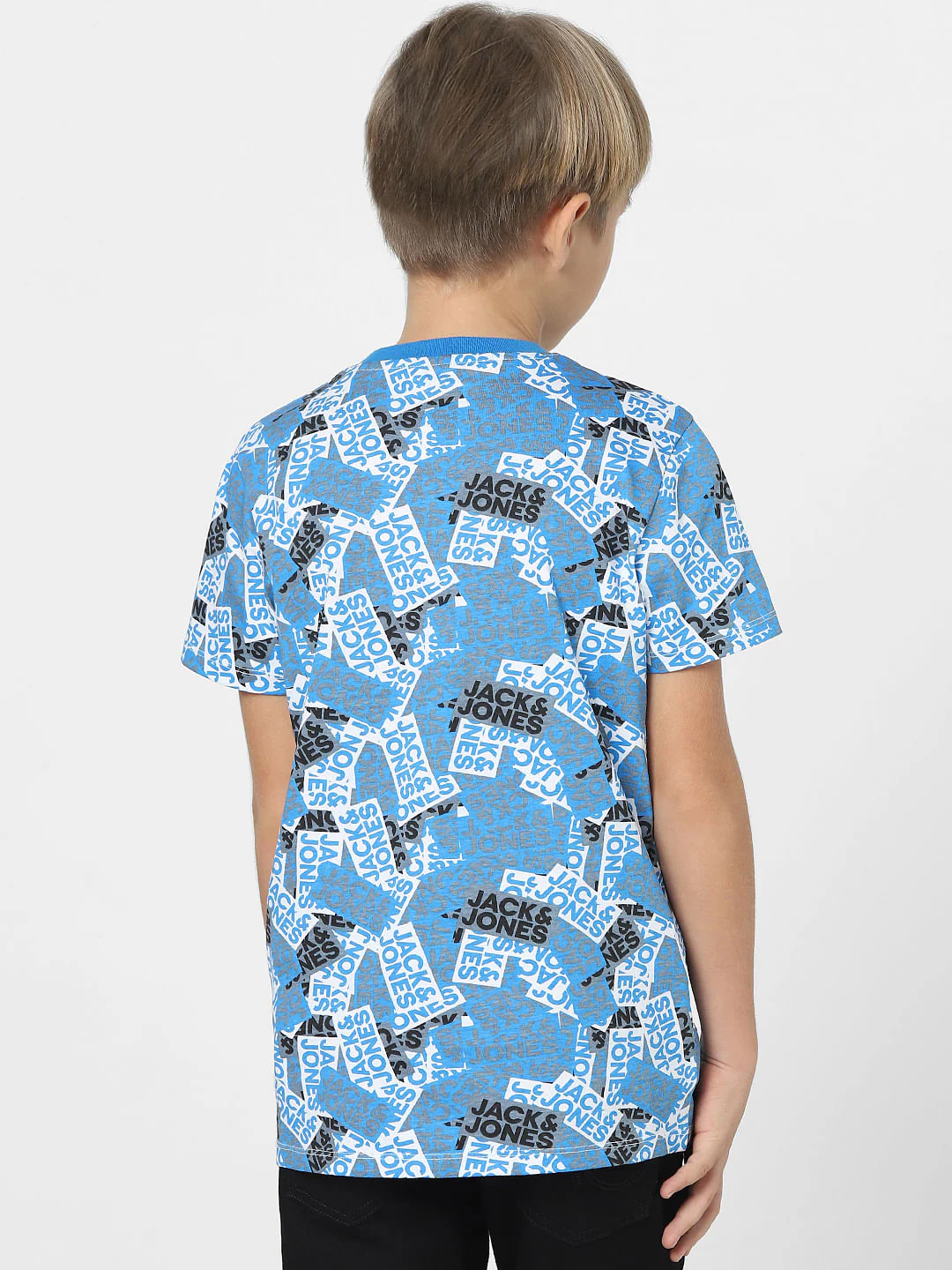 Boys Blue Logo Print Crew Neck T-shirt - Image 4