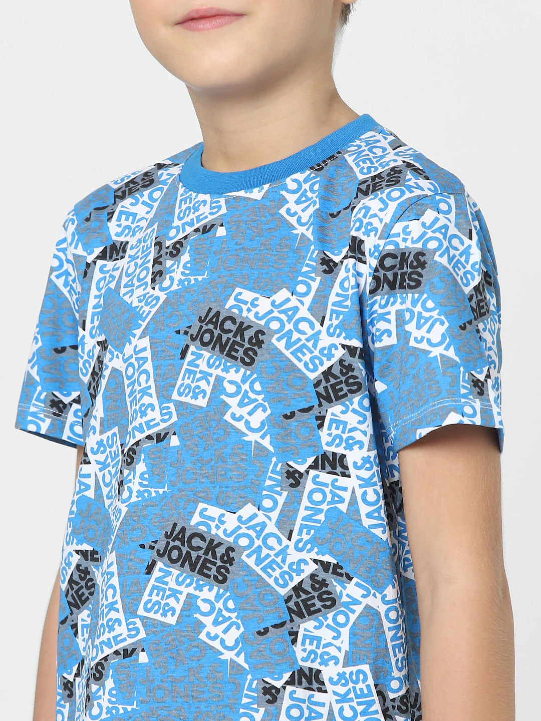 Boys Blue Logo Print Crew Neck T-shirt - Image 5