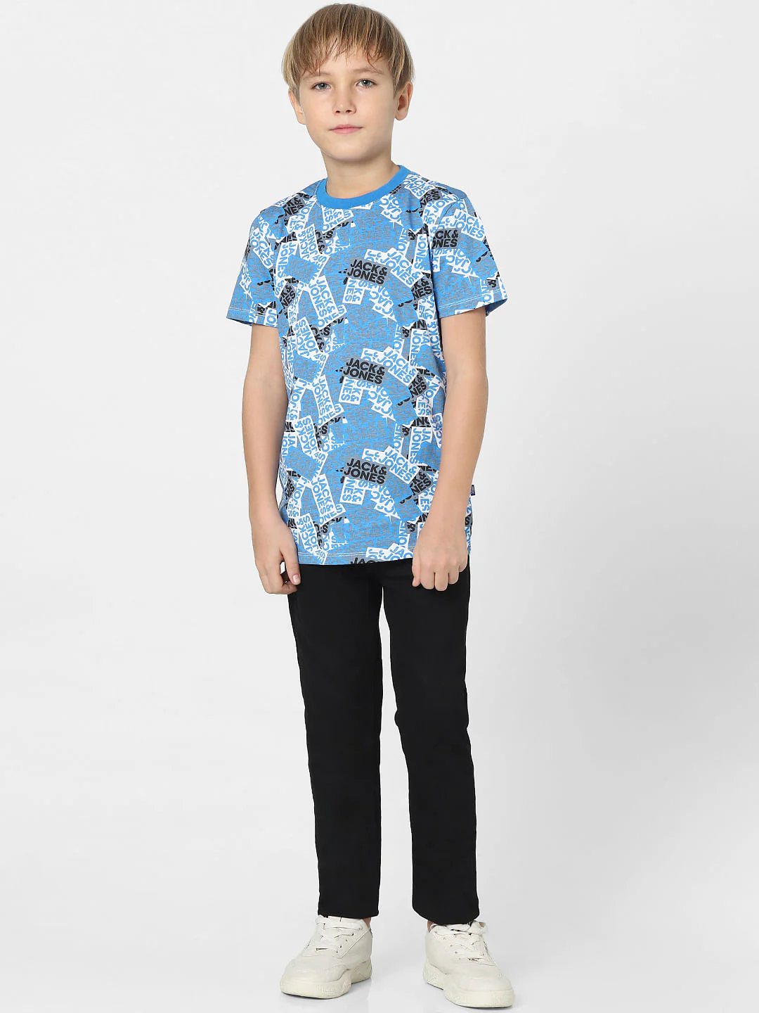 Boys Blue Logo Print Crew Neck T-shirt - Image 6