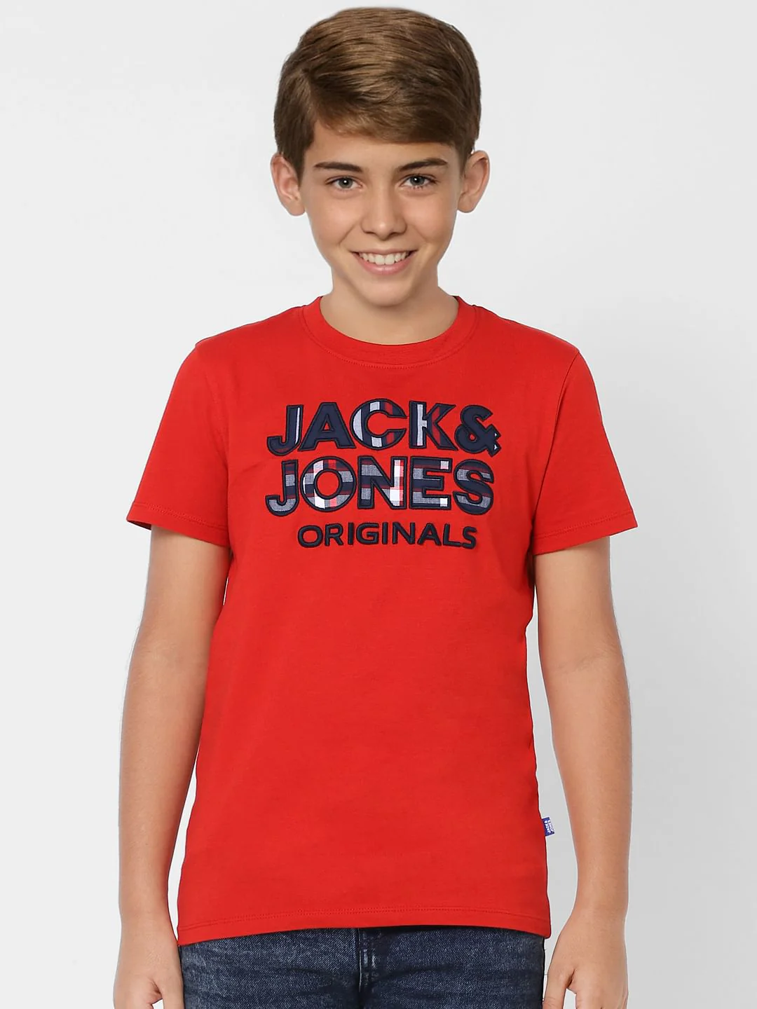 Boys Red Logo Print Crew Neck T-shirt - Image 2