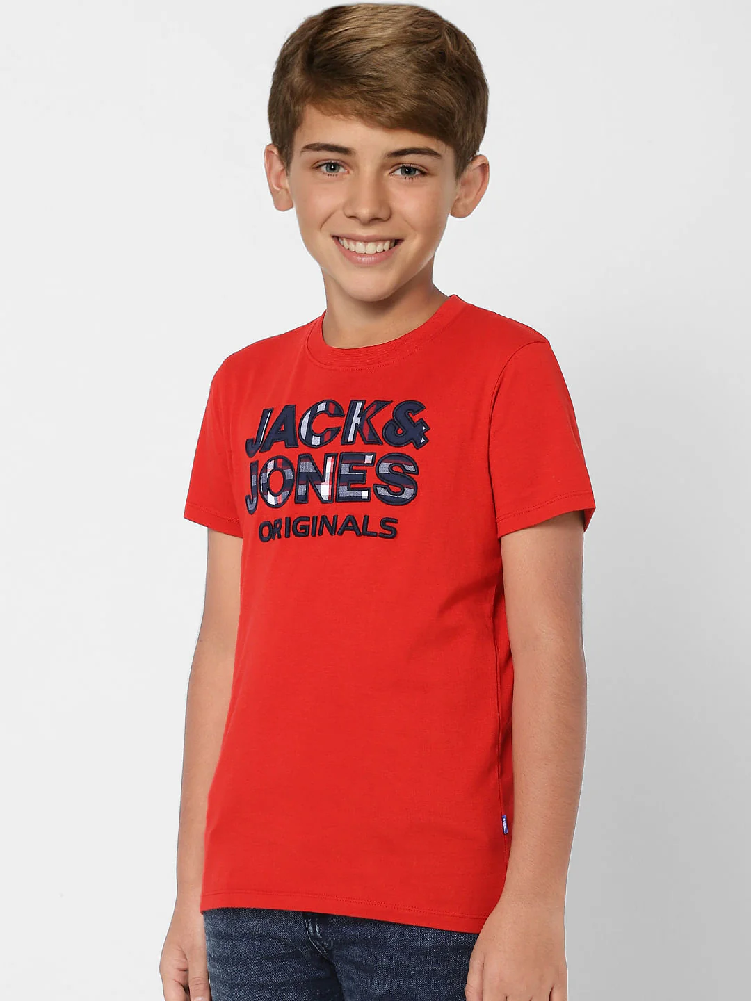 Boys Red Logo Print Crew Neck T-shirt - Image 3