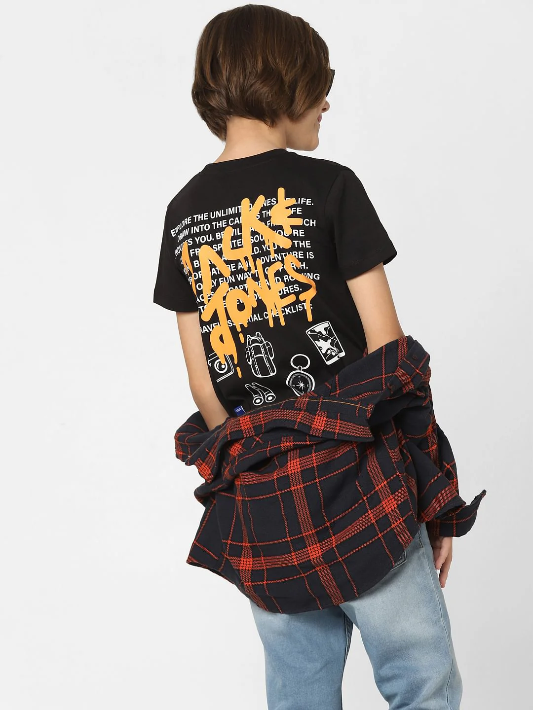Boys Black Logo Print Crew Neck T-shirt