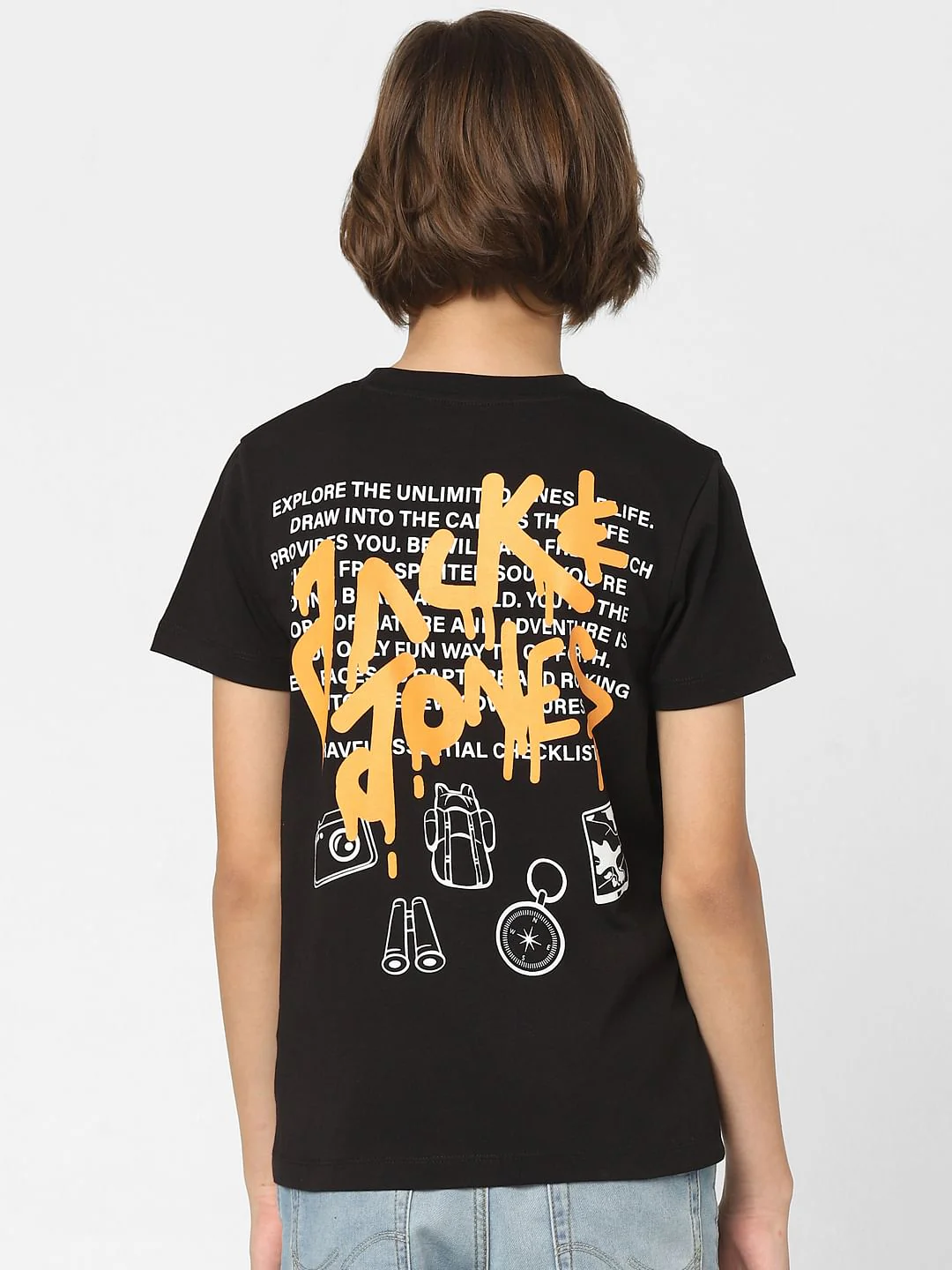 Boys Black Logo Print Crew Neck T-shirt - Image 4