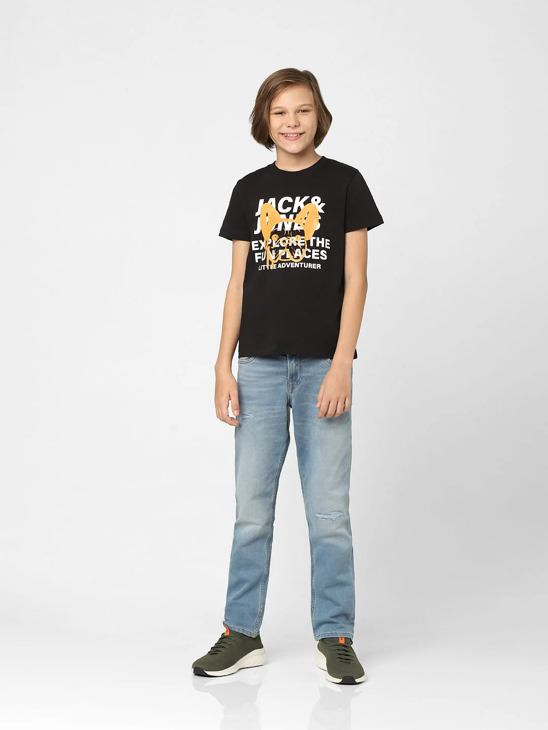 Boys Black Logo Print Crew Neck T-shirt - Image 6