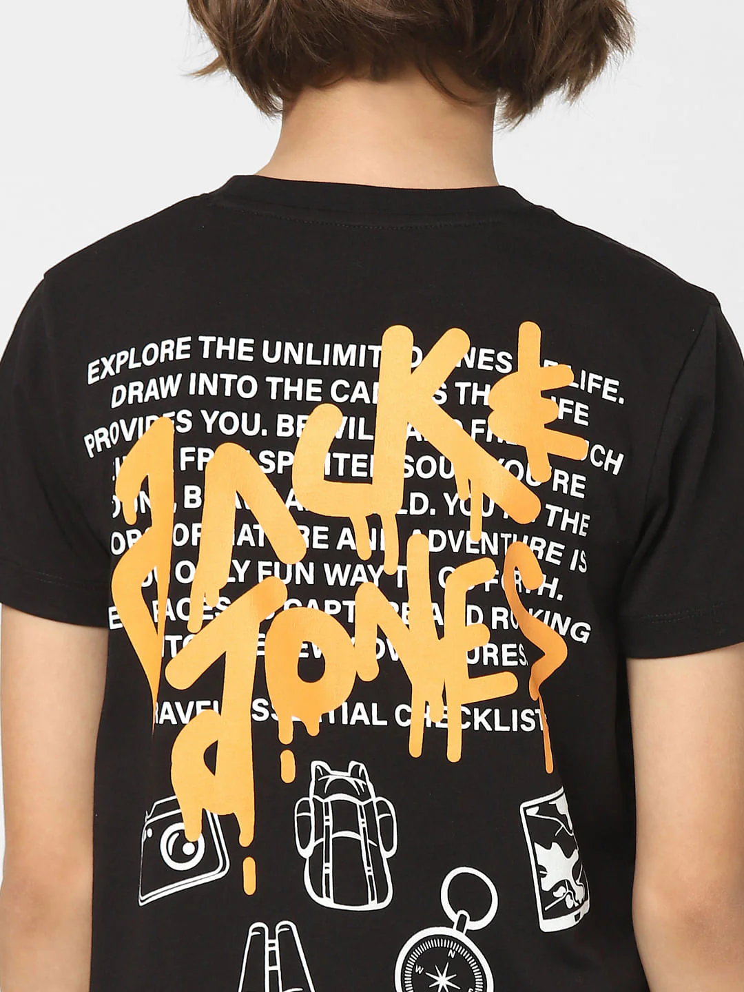 Boys Black Logo Print Crew Neck T-shirt - Image 7