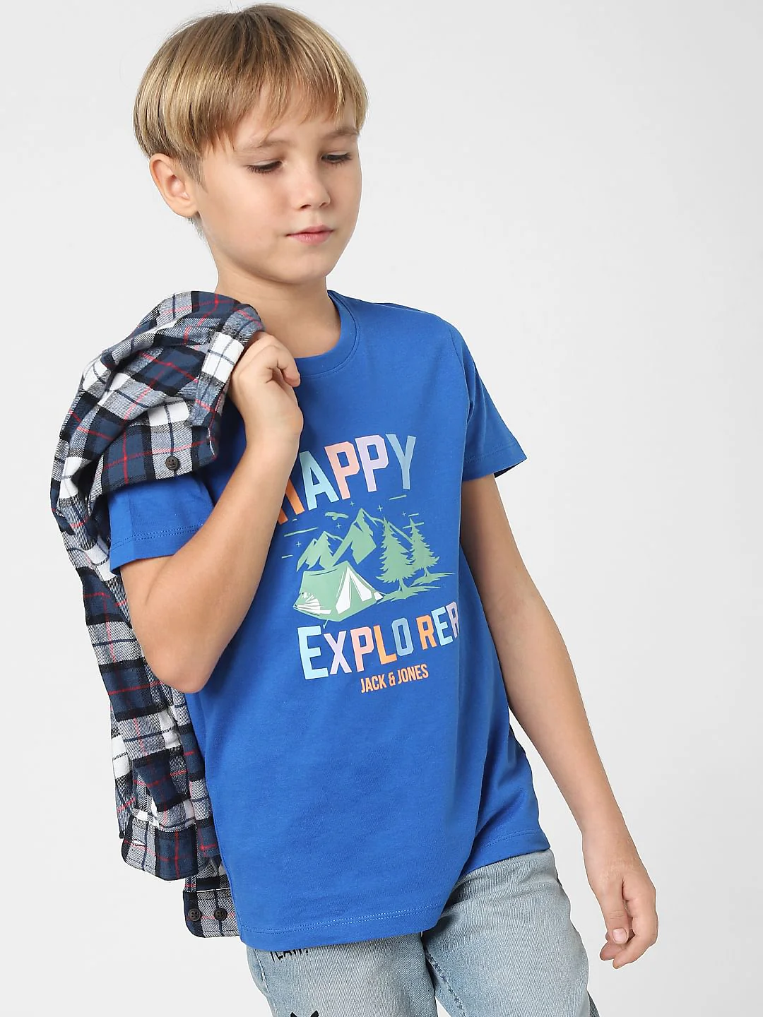Boys Blue Graphic Print Crew Neck T-shirt