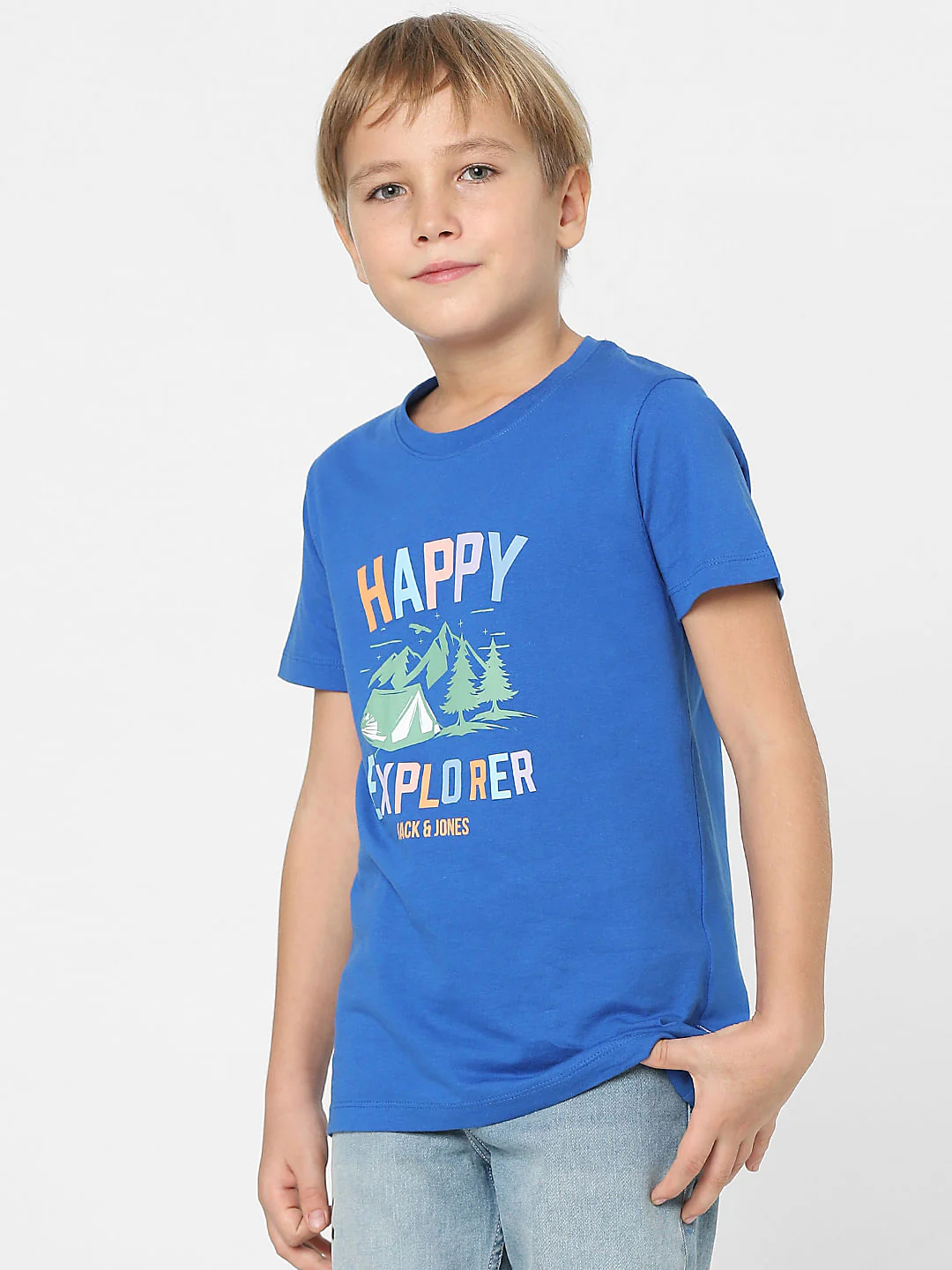 Boys Blue Graphic Print Crew Neck T-shirt - Image 2
