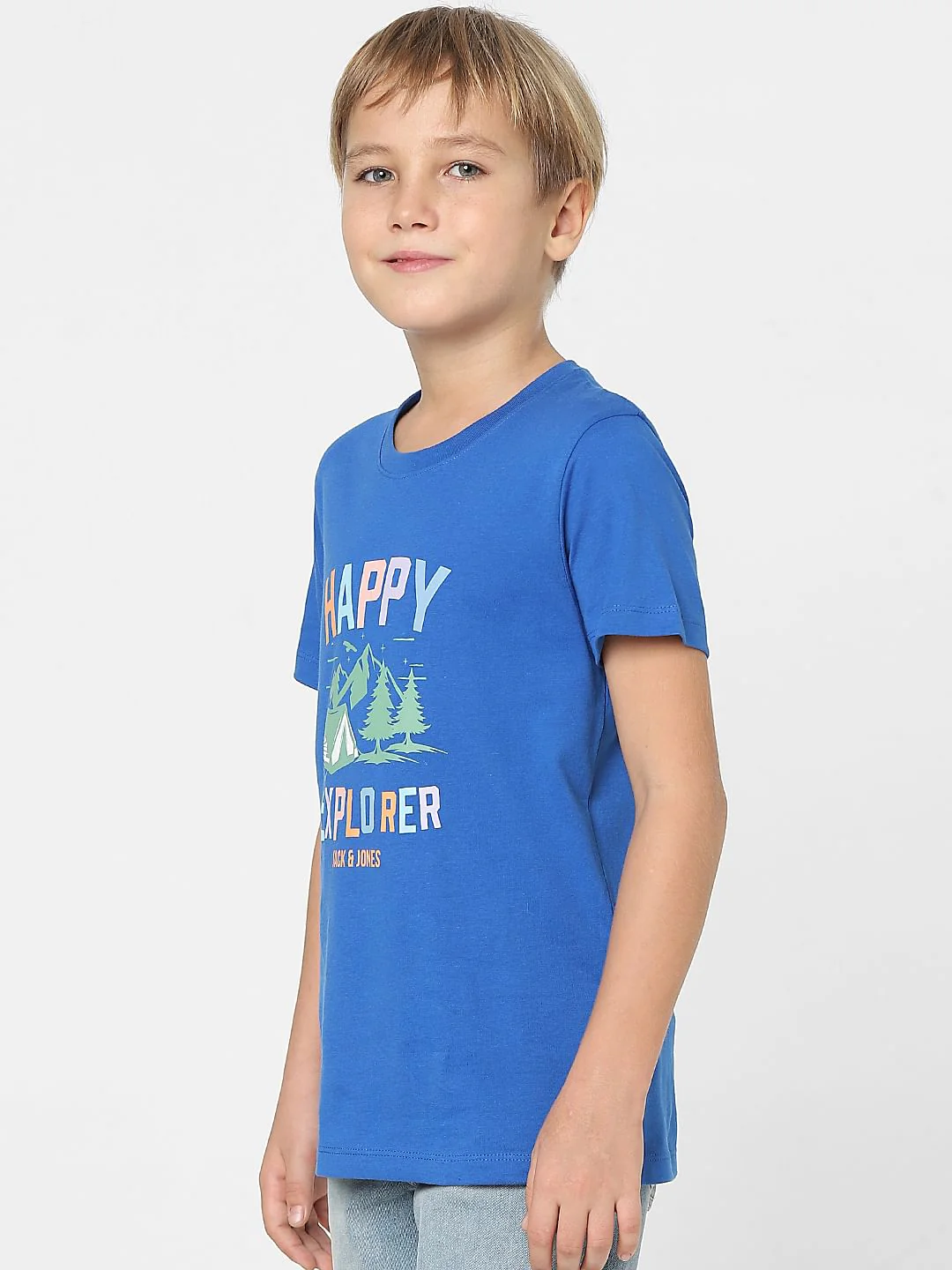 Boys Blue Graphic Print Crew Neck T-shirt - Image 3