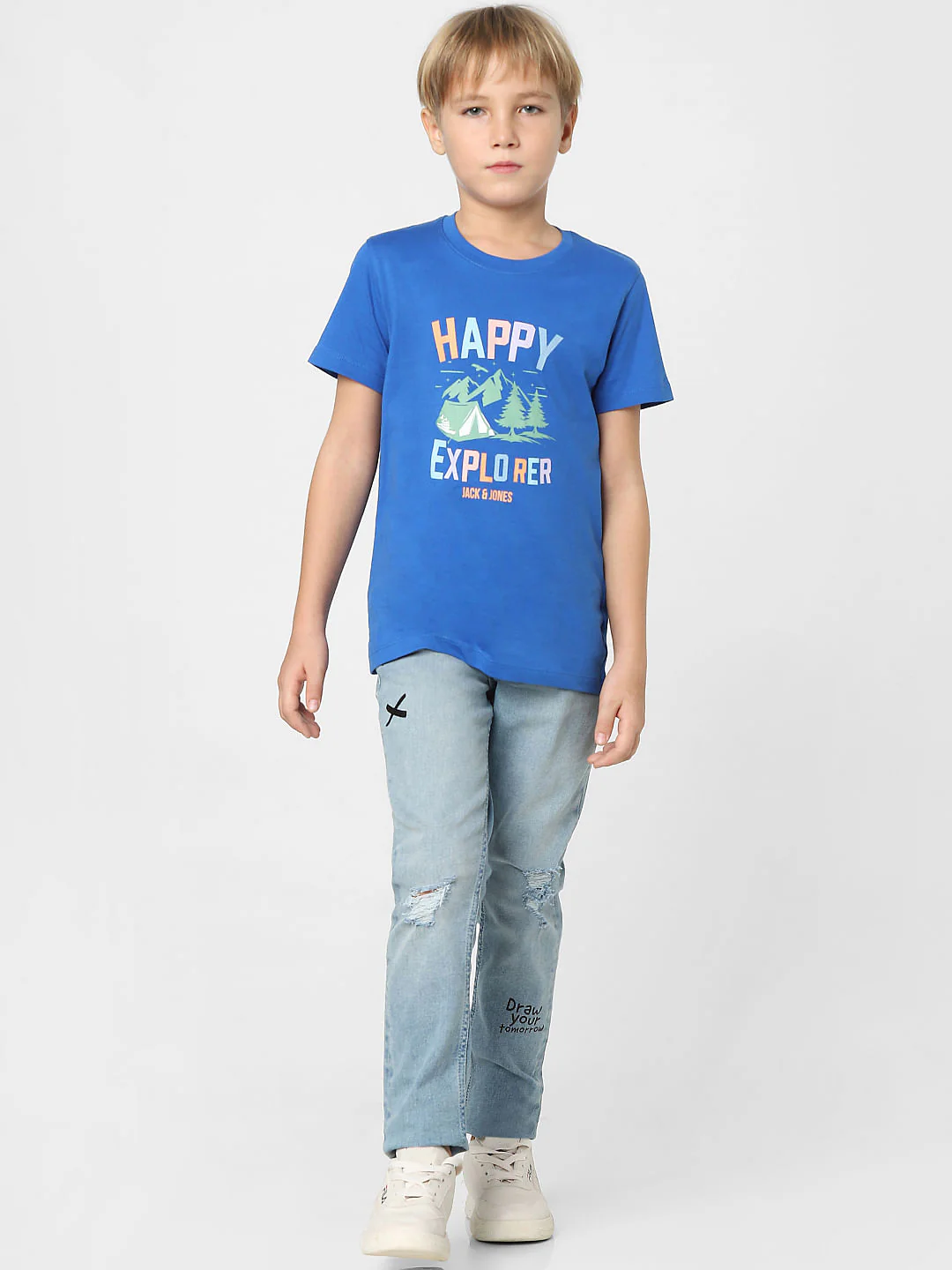 Boys Blue Graphic Print Crew Neck T-shirt - Image 6