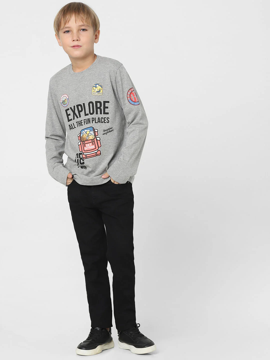 Boys Grey Text Print Crew Neck T-shirt - Image 6