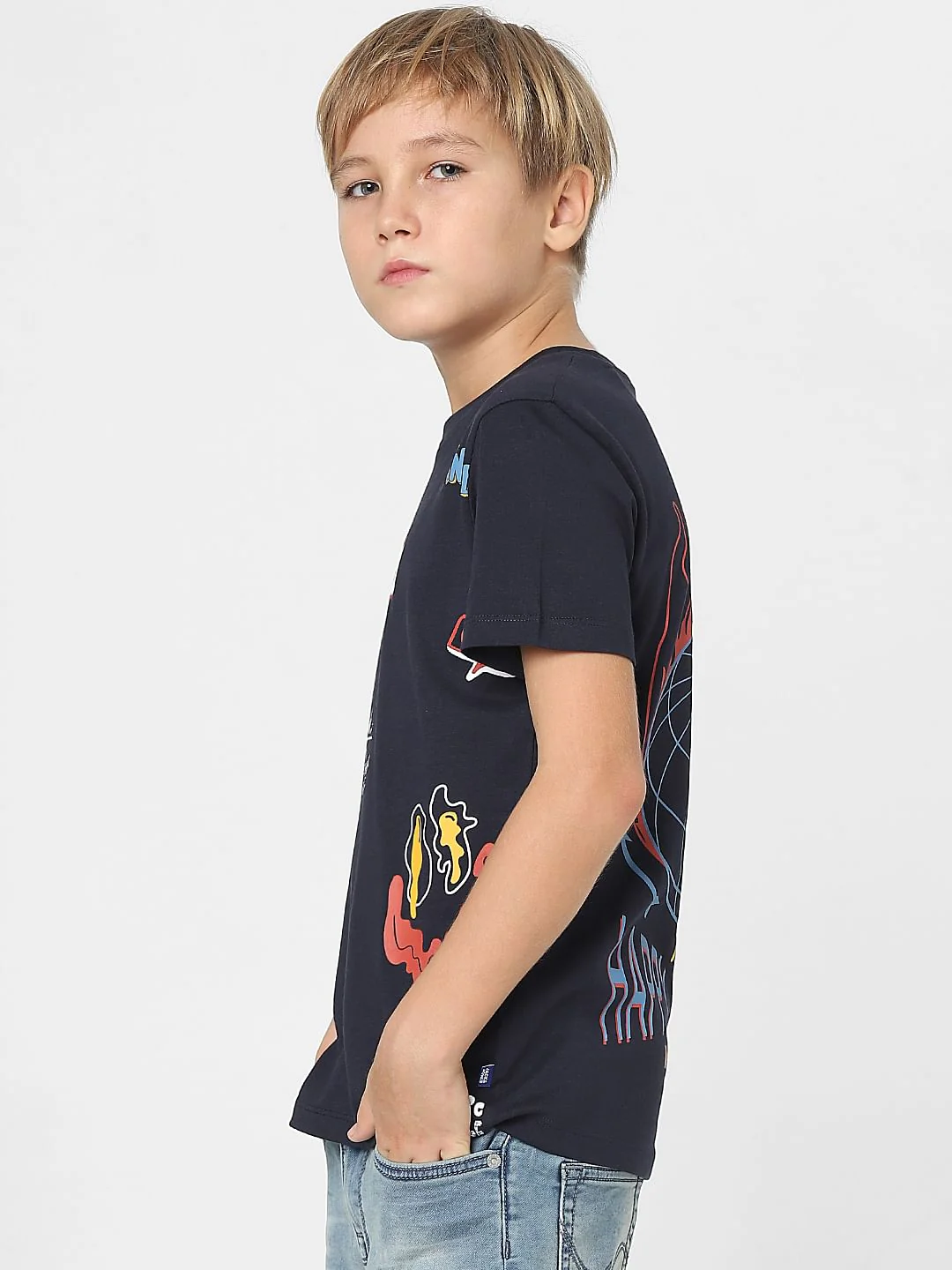 Boys Navy Blue Graphic Print T-shirt - Image 3
