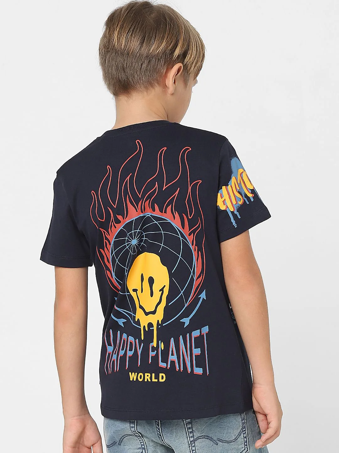 Boys Navy Blue Graphic Print T-shirt - Image 4