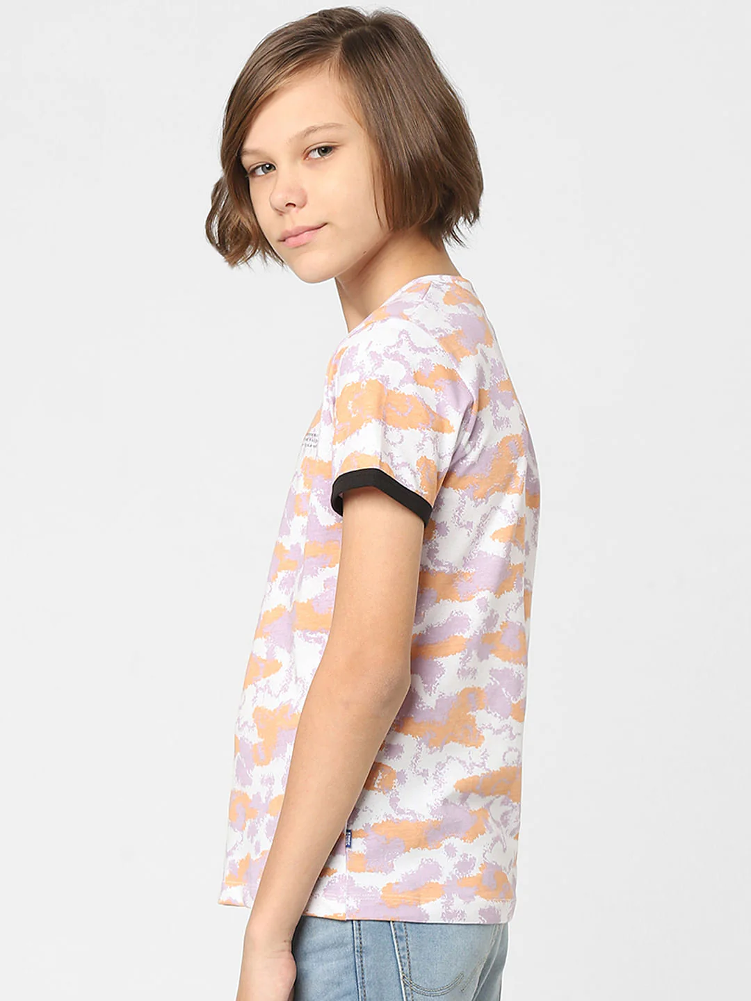 Boys Peach Printed Crew Neck T-shirt - Image 3