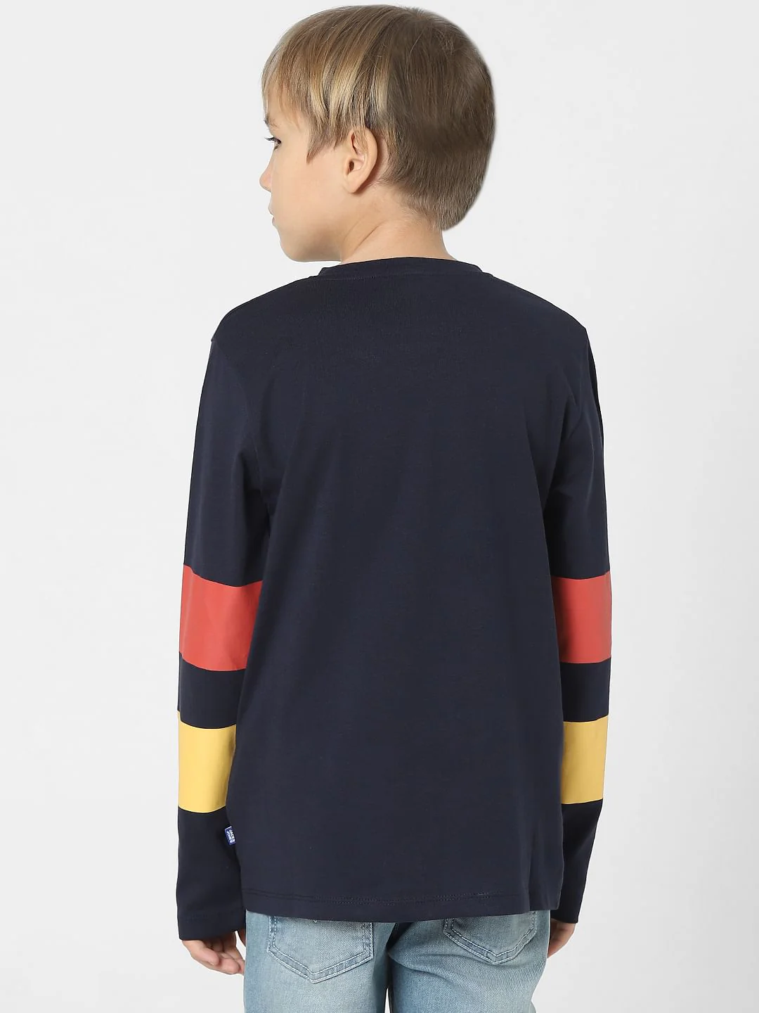 Boys Navy Blue Text Print Crew Neck T-shirt - Image 4