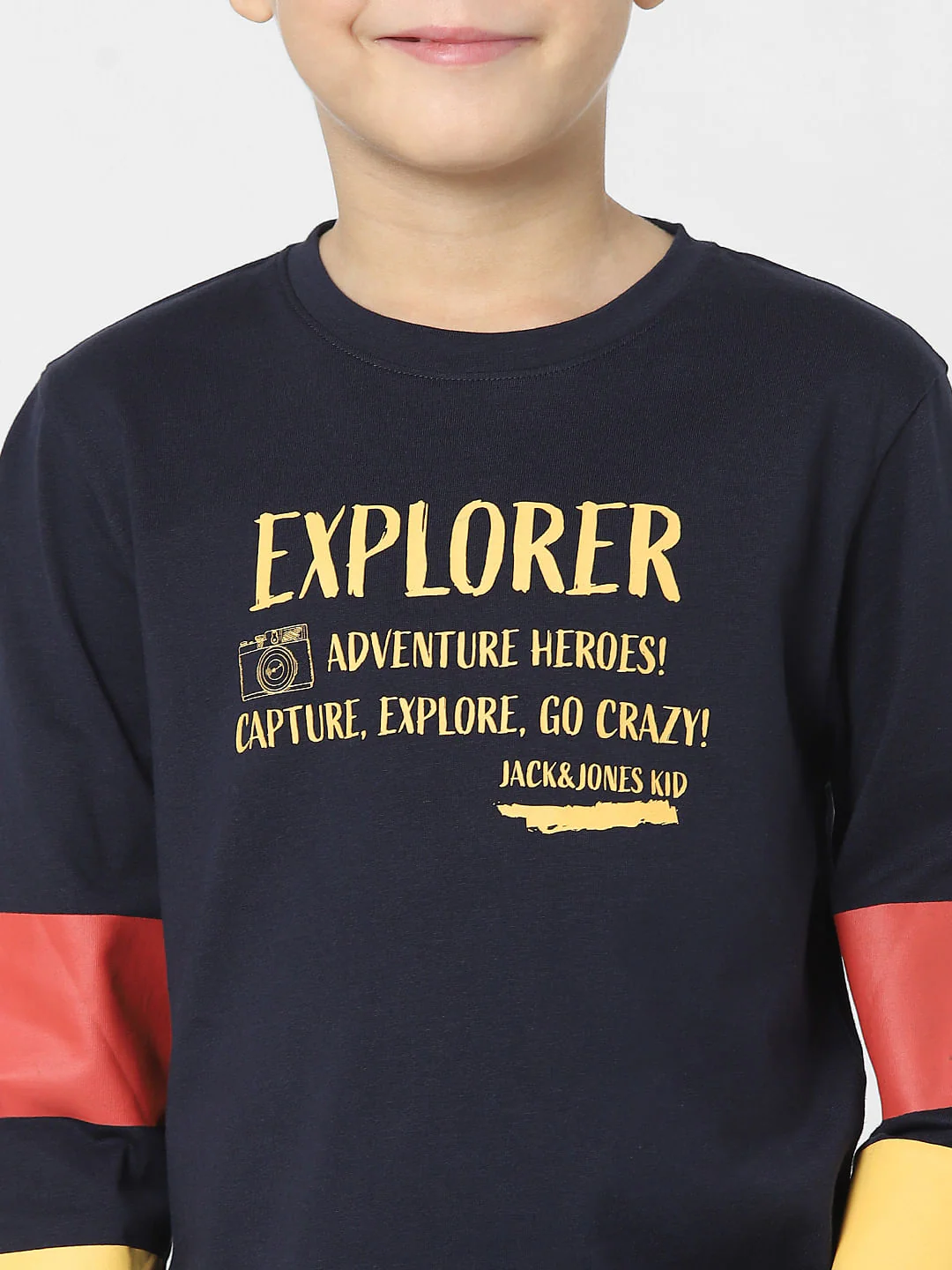Boys Navy Blue Text Print Crew Neck T-shirt - Image 5