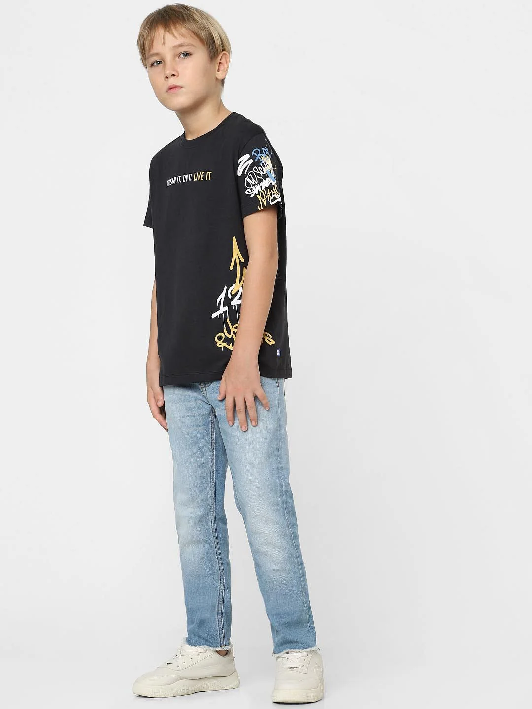 Boys Black Slogan Print T-shirt - Image 6