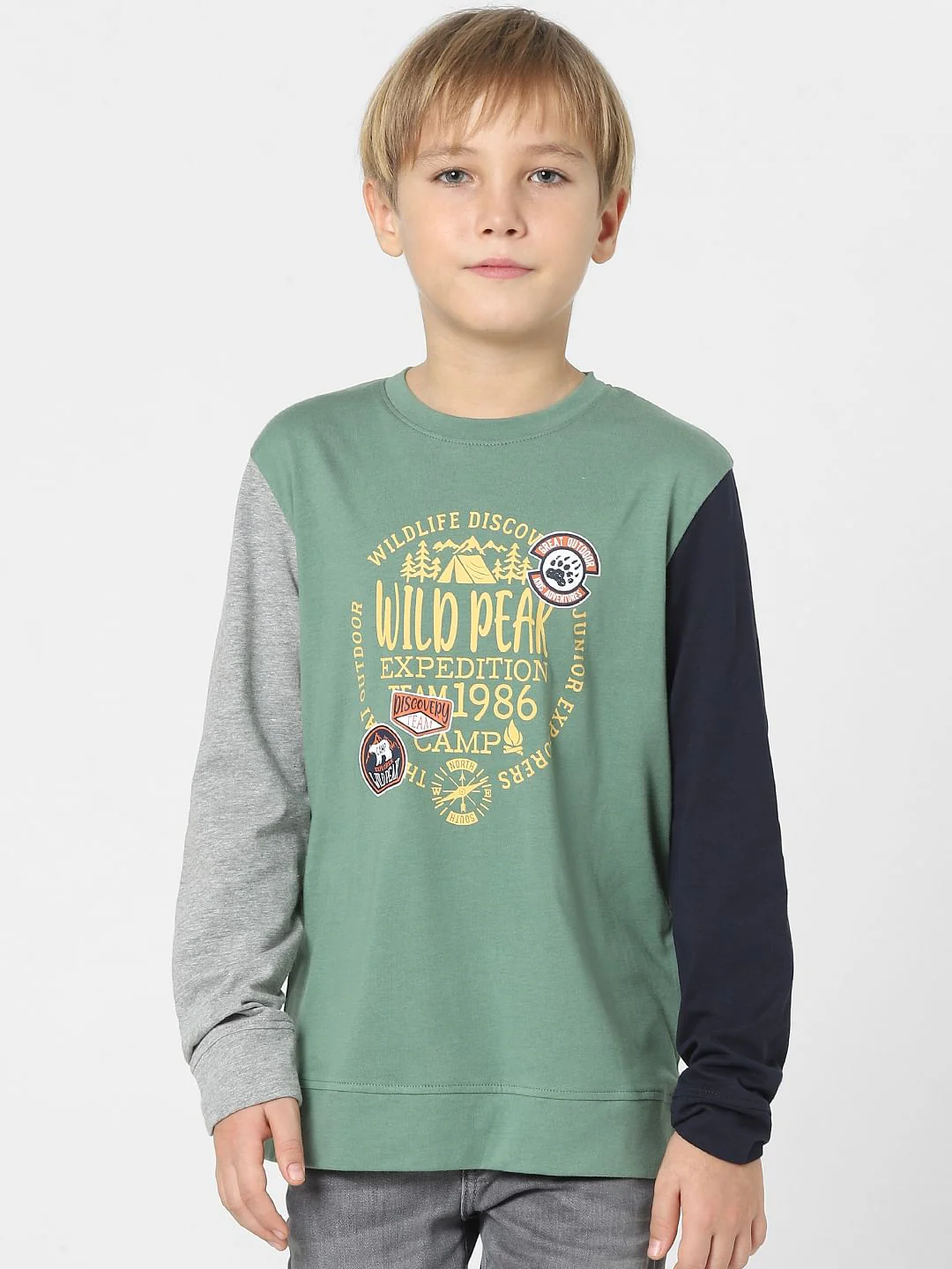 Boys Green Colourblocked Printed T-shirt - Image 2