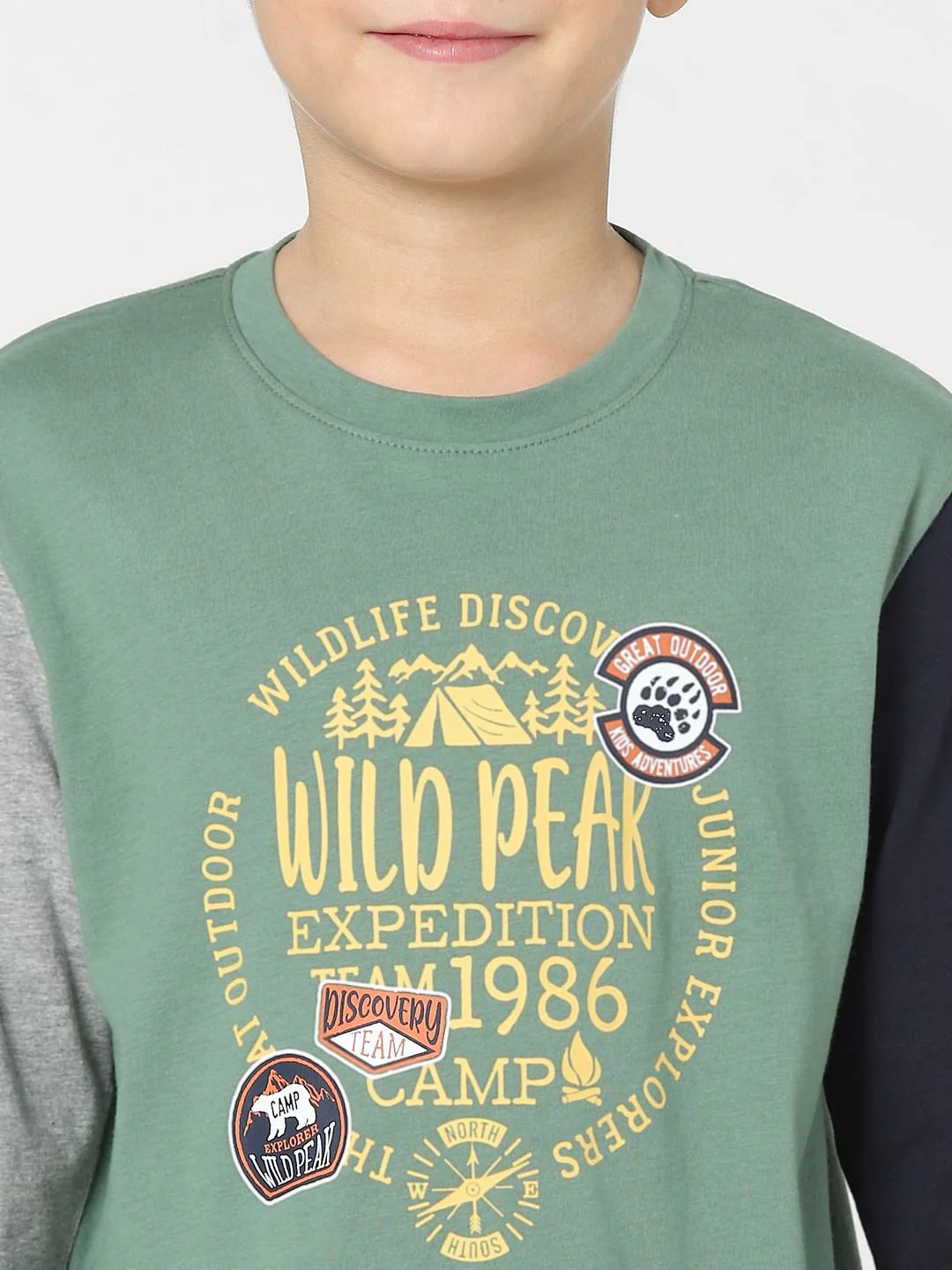 Boys Green Colourblocked Printed T-shirt - Image 5