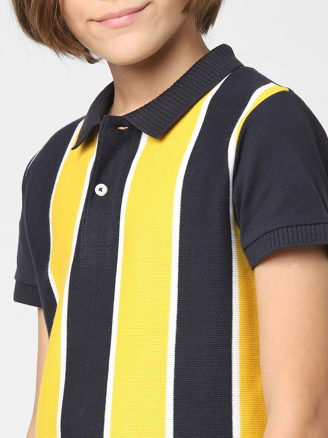Boys Yellow Colourblocked Polo T-shirt - Image 5