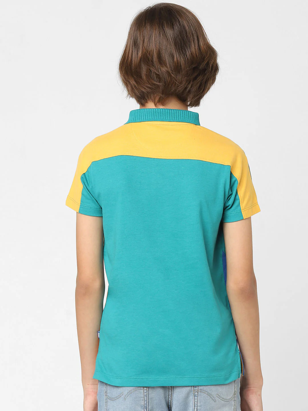 Boys Blue Colourblocked Polo T-shirt - Image 4
