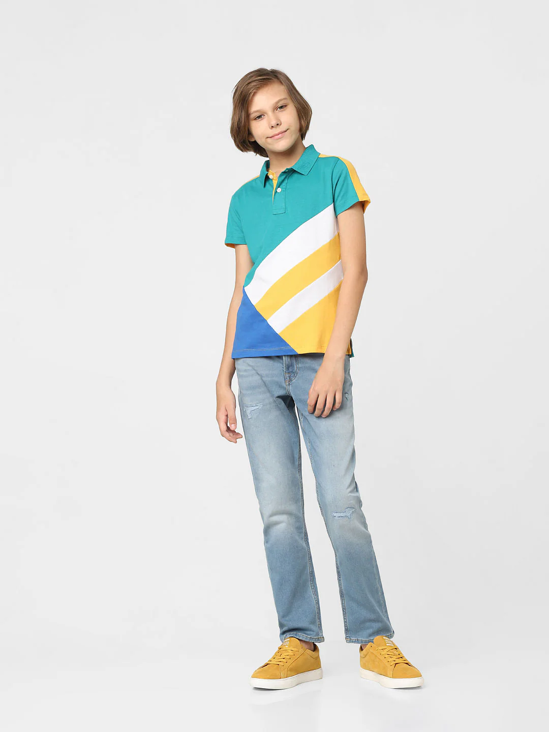 Boys Blue Colourblocked Polo T-shirt - Image 6
