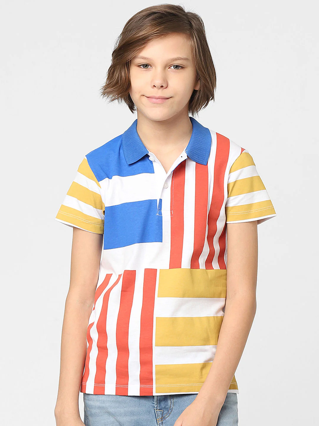 Boys Striped Polo Neck T-shirt - Image 2