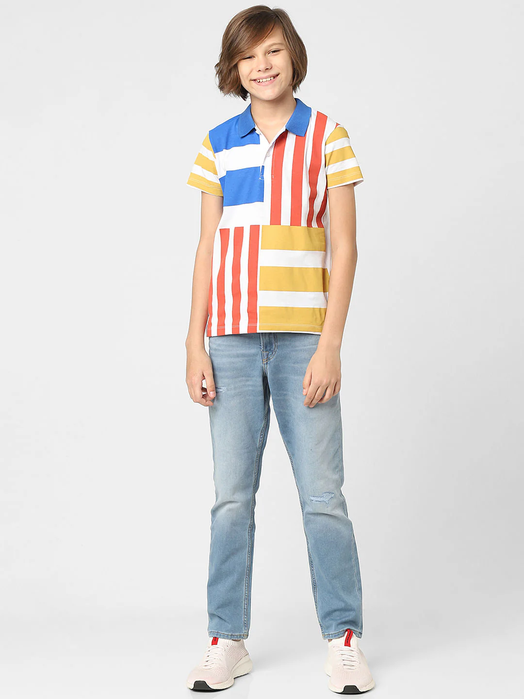 Boys Striped Polo Neck T-shirt - Image 6