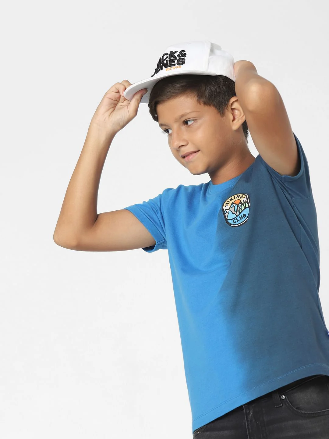 Blue Colourblocked Crew Neck T-shirt