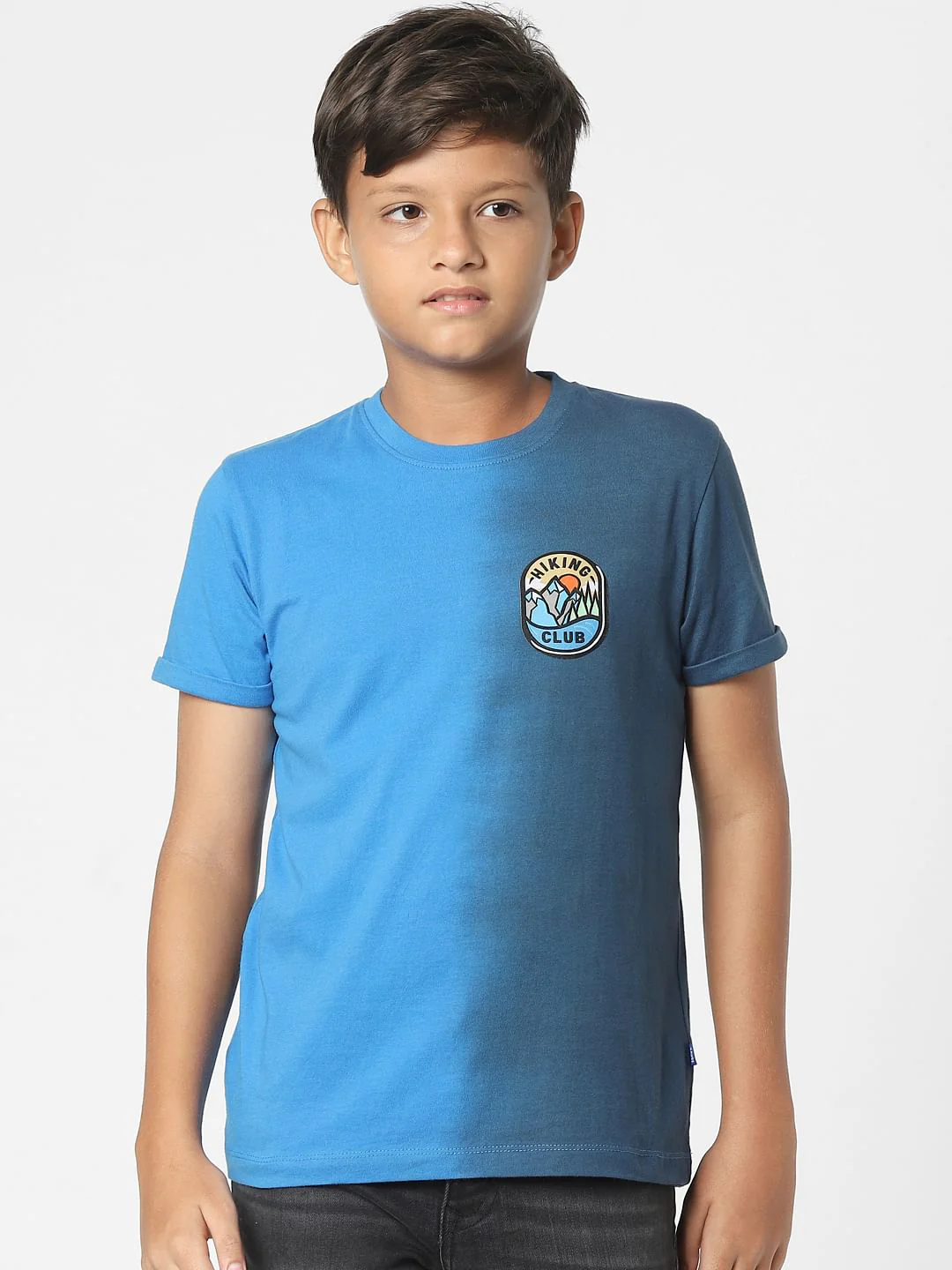 Blue Colourblocked Crew Neck T-shirt - Image 2