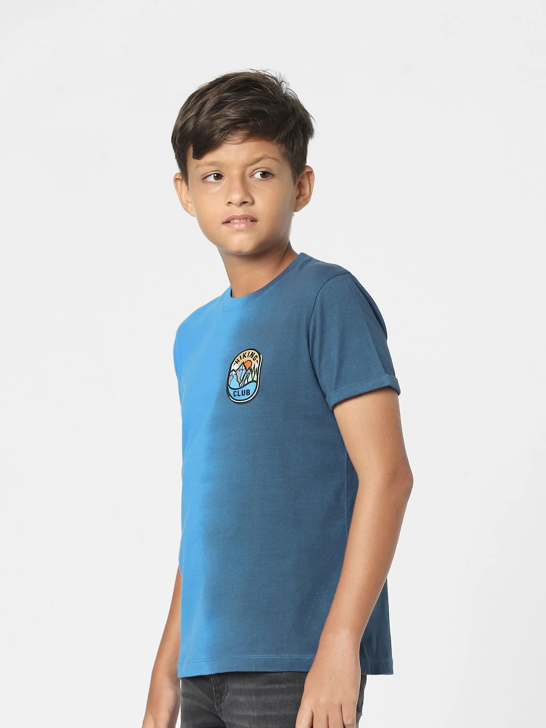 Blue Colourblocked Crew Neck T-shirt - Image 3