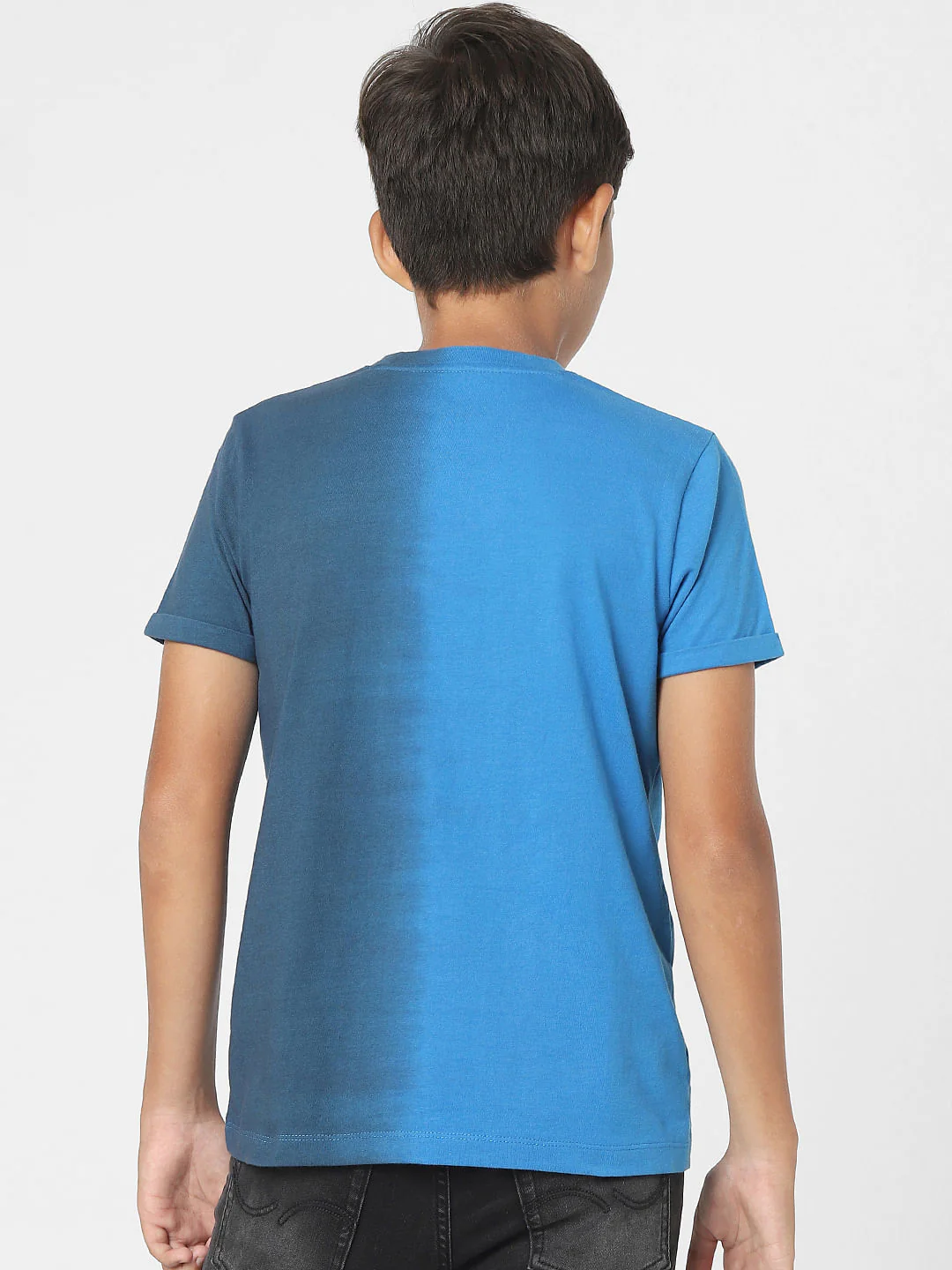 Blue Colourblocked Crew Neck T-shirt - Image 4