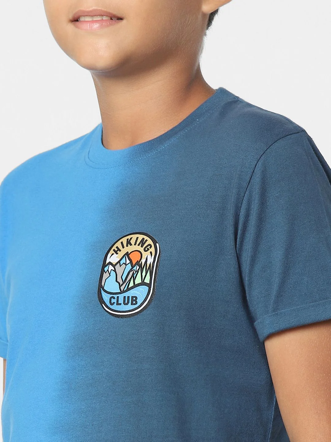 Blue Colourblocked Crew Neck T-shirt - Image 5