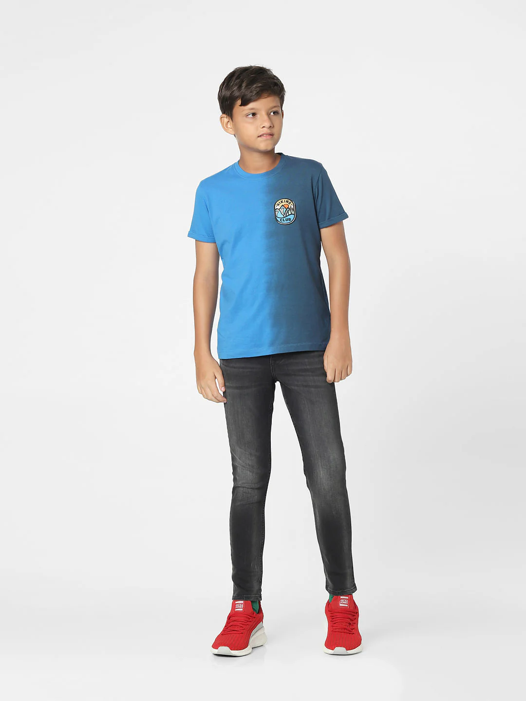 Blue Colourblocked Crew Neck T-shirt - Image 6