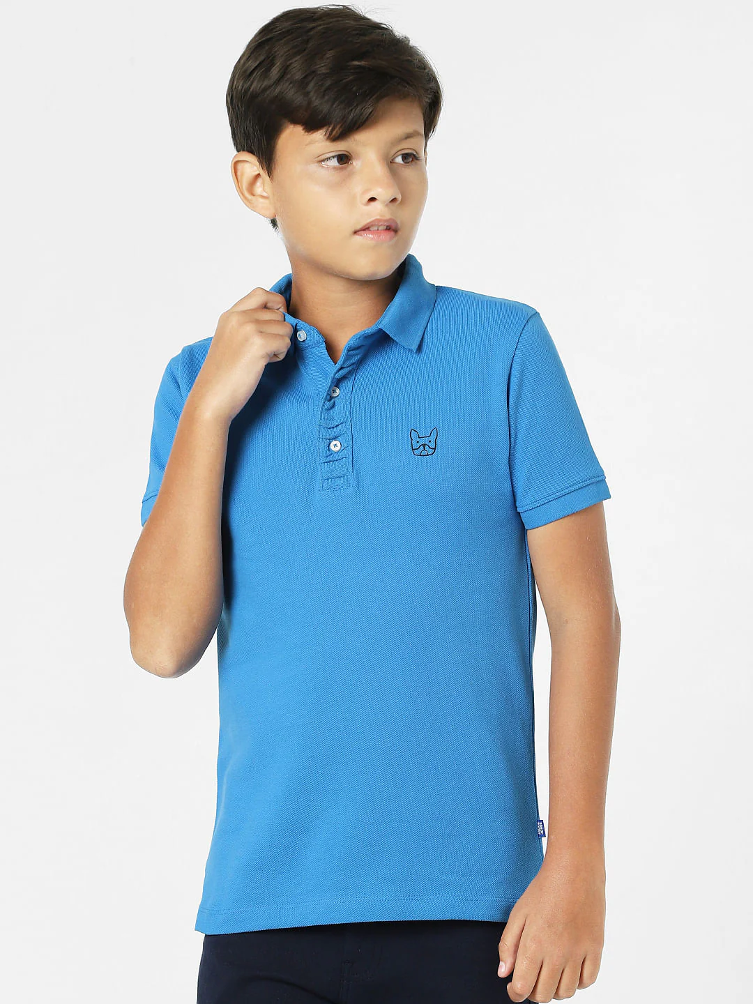 Blue Logo Print Polo Neck T-shirt - Image 2