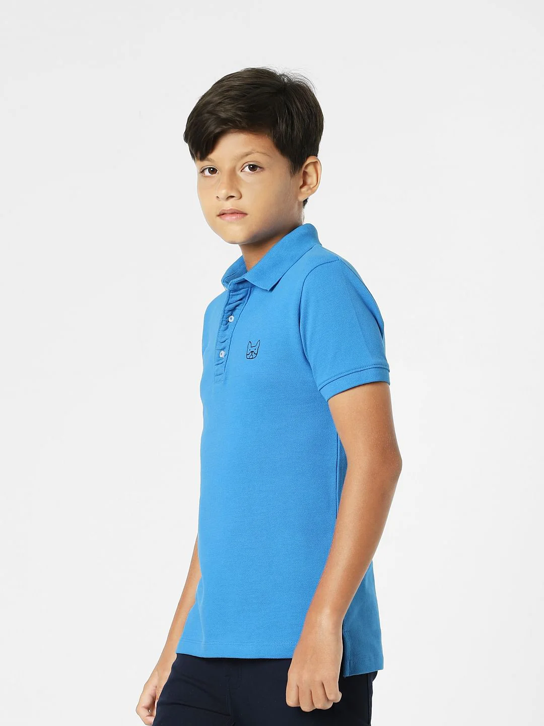 Blue Logo Print Polo Neck T-shirt - Image 3