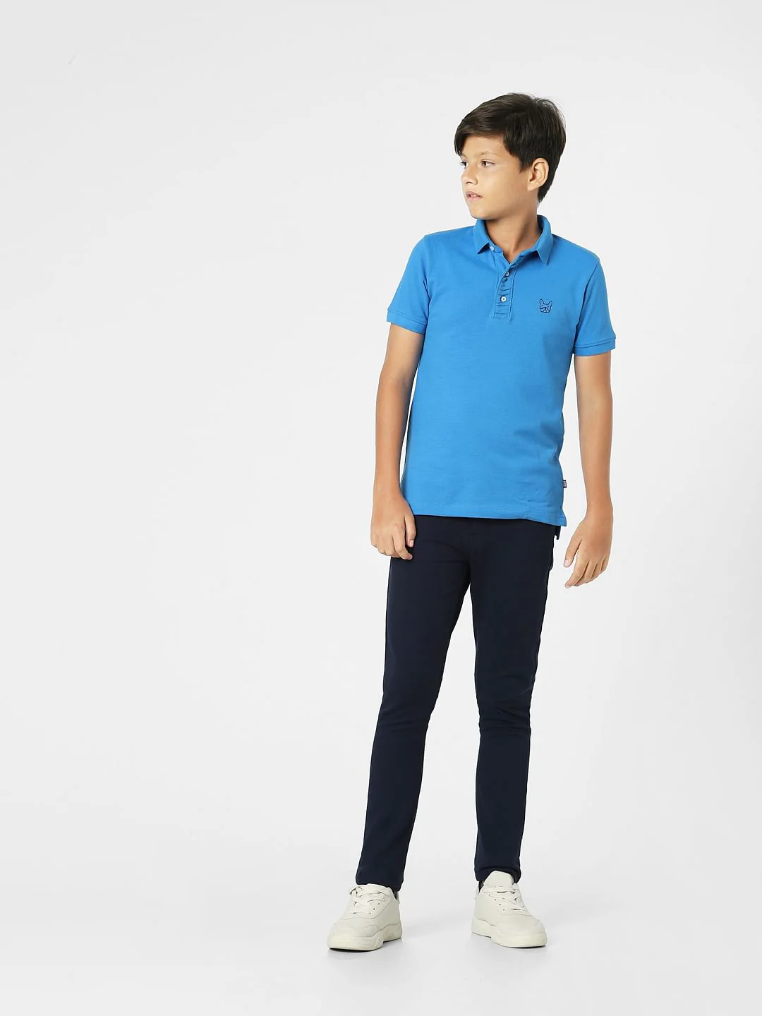 Blue Logo Print Polo Neck T-shirt - Image 6