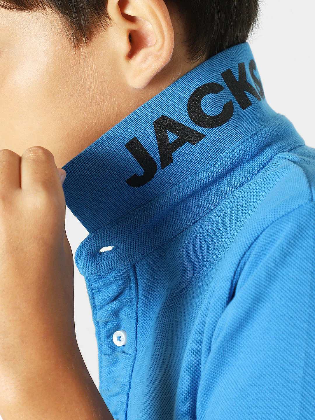 Blue Logo Print Polo Neck T-shirt - Image 7
