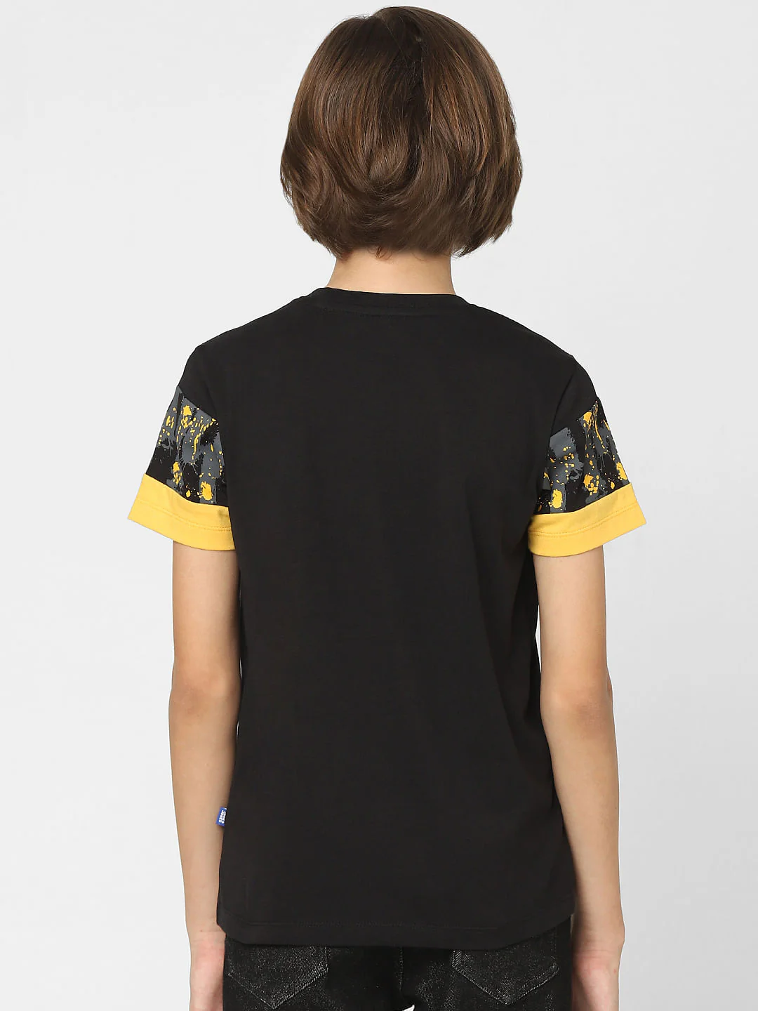 Boys Black Printed Crew Neck T-shirt - Image 4
