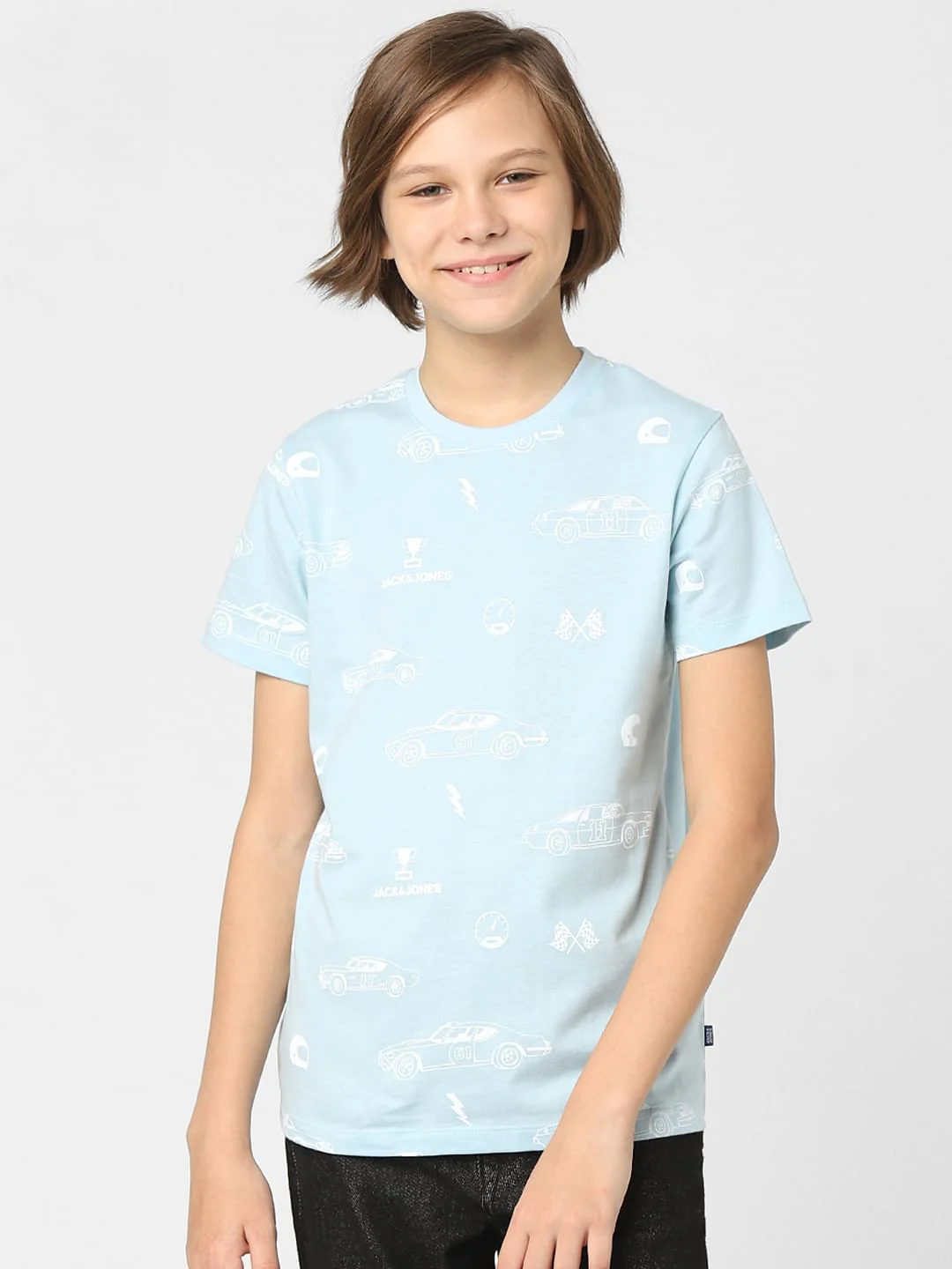 Boys Blue Printed Crew Neck T-shirt - Image 2